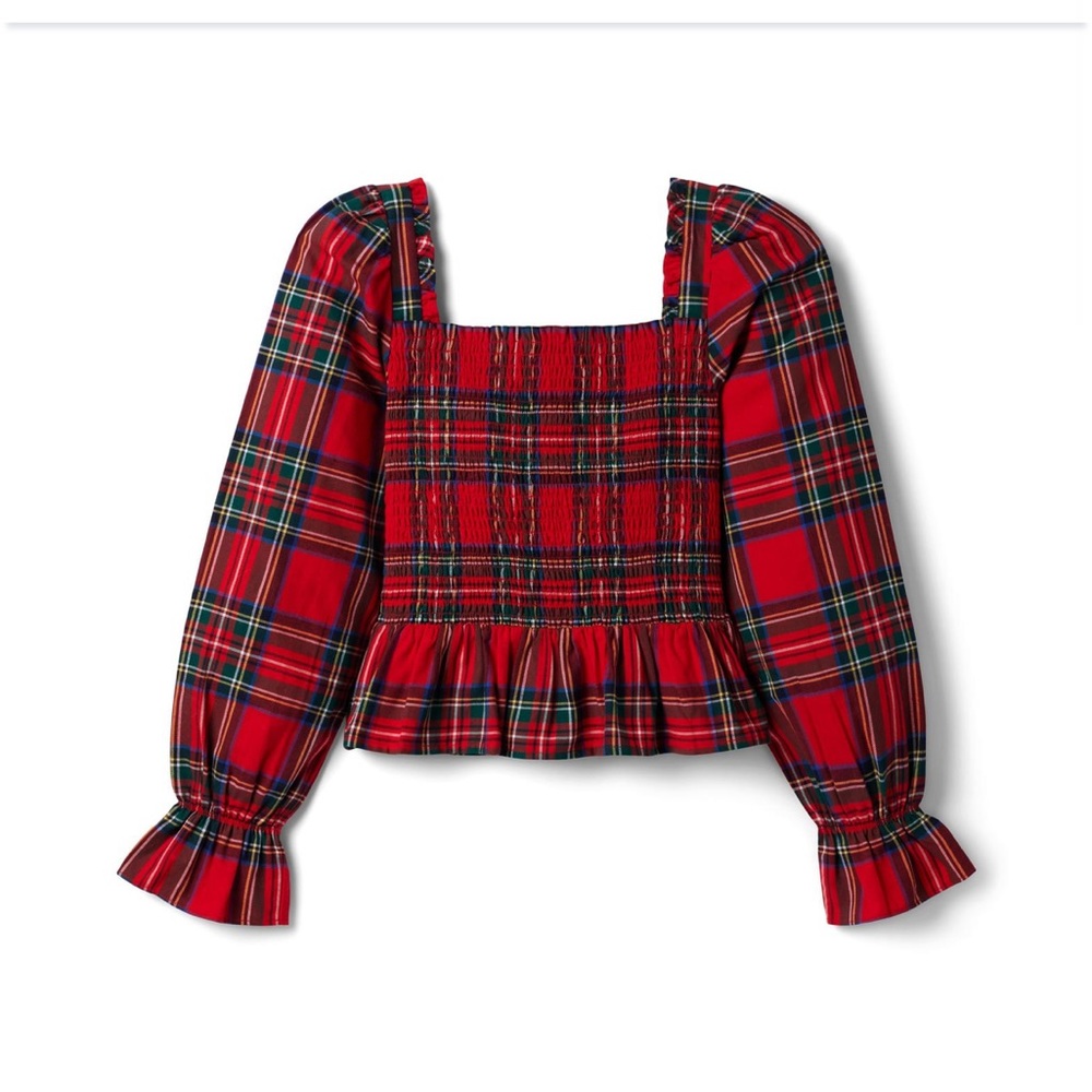 Janie and Jack plaid peplum smoked cropped top
